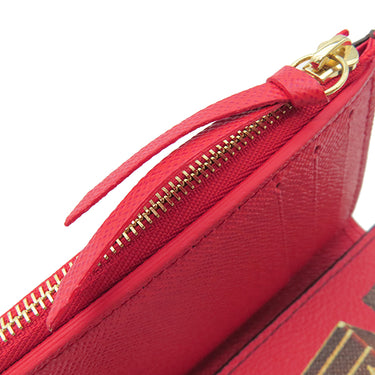 ルイヴィトン LOUIS VUITTON ポルトフォイユ ヴィクトリーヌ M62090 モノグラム×レッド モノグラムキャンバス 三つ折り財布 ゴールド金具 茶 シロクマ ホワイトベア コンパクト財布