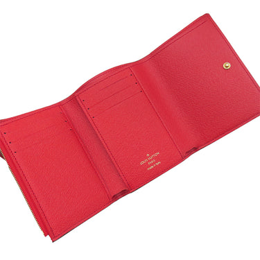 ルイヴィトン LOUIS VUITTON ポルトフォイユ ヴィクトリーヌ M62090 モノグラム×レッド モノグラムキャンバス 三つ折り財布 ゴールド金具 茶 シロクマ ホワイトベア コンパクト財布
