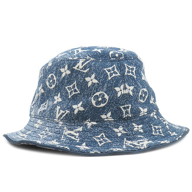 ルイヴィトン LOUIS VUITTON ボブ デニム ハット M77436 ブルー ナイロン コットン アクリル 14038 ハット ゴールド金具 青 帽子