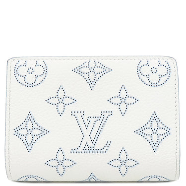 ルイヴィトン LOUIS VUITTON ポルトフォイユ クレア M11749 ホワイト×ブルー モノグラムマヒナ 二つ折り財布 シルバー金具 白 水色