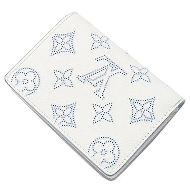 ルイヴィトン LOUIS VUITTON ポルトフォイユ クレア M11749 ホワイト×ブルー モノグラムマヒナ 二つ折り財布 シルバー金具 白 水色