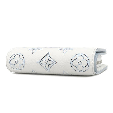 ルイヴィトン LOUIS VUITTON ポルトフォイユ クレア M11749 ホワイト×ブルー モノグラムマヒナ 二つ折り財布 シルバー金具 白 水色