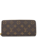 ルイヴィトン LOUIS VUITTON ポルトフォイユ クレマンス M61298 ローズバレリーヌ モノグラムキャンバス 長財布 ゴールド金具 茶 ラウンドファスナー