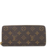 ルイヴィトン LOUIS VUITTON ポルトフォイユ クレマンス M61298 ローズバレリーヌ モノグラムキャンバス 長財布 ゴールド金具 茶 ラウンドファスナー