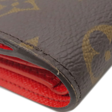 ルイヴィトン LOUIS VUITTON ポルトフォイユ リサ M11380 グレナード モノグラムキャンバス 二つ折り財布 ゴールド金具 茶 赤 コンパクト