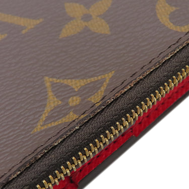 ルイヴィトン LOUIS VUITTON ポルトフォイユ リサ M11380 グレナード モノグラムキャンバス 二つ折り財布 ゴールド金具 茶 赤 コンパクト