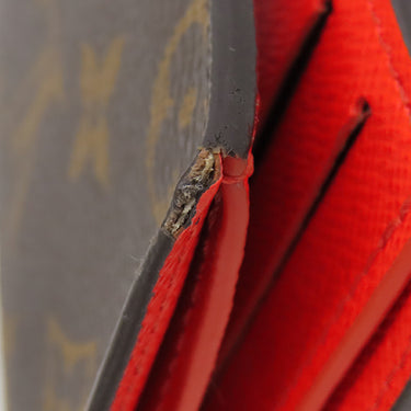 ルイヴィトン LOUIS VUITTON ポルトフォイユ リサ M11380 グレナード モノグラムキャンバス 二つ折り財布 ゴールド金具 茶 赤 コンパクト