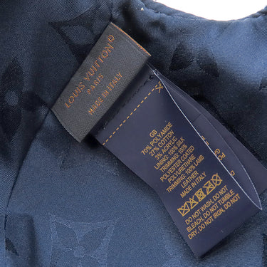 ルイヴィトン LOUIS VUITTON モノグラム ジャカード デニム M77437 ブルー ナイロン コットン レザー キャップ ゴールド金具