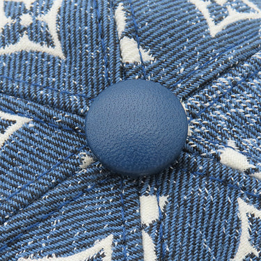 ルイヴィトン LOUIS VUITTON モノグラム ジャカード デニム M77437 ブルー ナイロン コットン レザー キャップ ゴールド金具