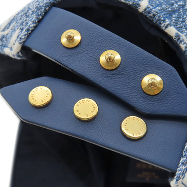 ルイヴィトン LOUIS VUITTON モノグラム ジャカード デニム M77437 ブルー ナイロン コットン レザー キャップ ゴールド金具