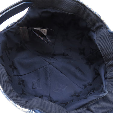 ルイヴィトン LOUIS VUITTON モノグラム ジャカード デニム M77437 ブルー ナイロン コットン レザー キャップ ゴールド金具
