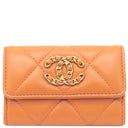 シャネル CHANEL マトラッセ カードホルダー オレンジ ラムスキン カードケース ゴールド金具 ココマーク コインケース 小銭入れ