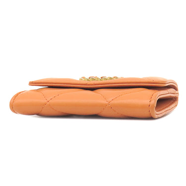 シャネル CHANEL マトラッセ カードホルダー オレンジ ラムスキン カードケース ゴールド金具 ココマーク コインケース 小銭入れ