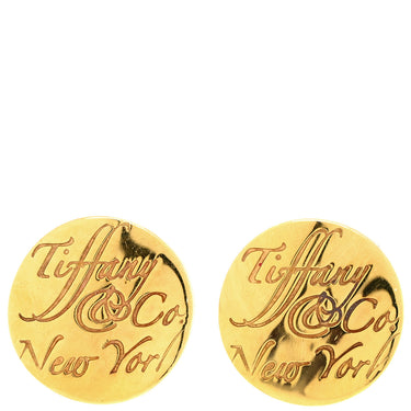ティファニー Tiffany & Co ノーツ ラウンド ロゴ ニューヨーク イエローゴールド K18YG ピアス 750 18K YG キャッチ社外品