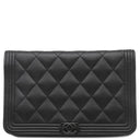 シャネル CHANEL ボーイシャネル ブラック キャビアスキン チェーンウォレット ブラック金具 黒 チェーンショルダー