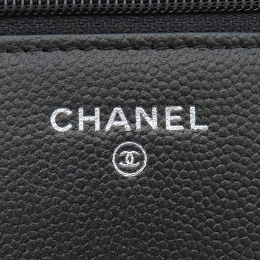 シャネル CHANEL ボーイシャネル ブラック キャビアスキン チェーンウォレット ブラック金具 黒 チェーンショルダー