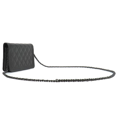 シャネル CHANEL ボーイシャネル ブラック キャビアスキン チェーンウォレット ブラック金具 黒 チェーンショルダー