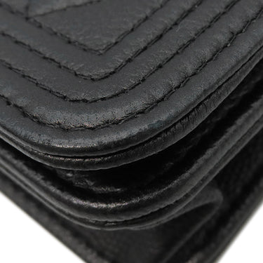 シャネル CHANEL ボーイシャネル ブラック キャビアスキン チェーンウォレット ブラック金具 黒 チェーンショルダー