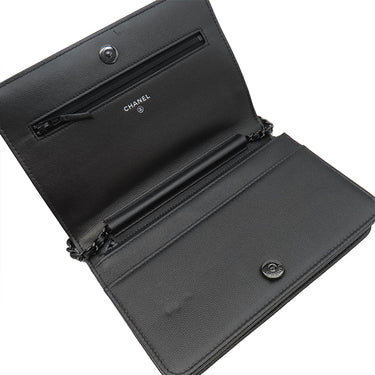 シャネル CHANEL ボーイシャネル ブラック キャビアスキン チェーンウォレット ブラック金具 黒 チェーンショルダー