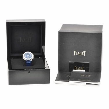 腕時計 ピアジェ PIAGET POLO ポロ デイト G0A43002 自動巻き メンズ OH済 ブルー バー スーパールミノバ 水平ギヨシェ クロノグラフ