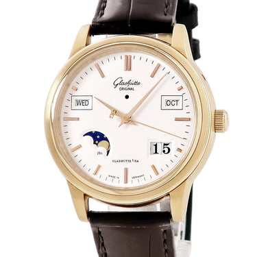 腕時計 グラスヒュッテ オリジナル GLASHUTTE ORIGINAL セネタ パーペチュアルカレンダー 1-39-50-01-11-04 自動巻き メンズ OH済 K18RG無垢 バー