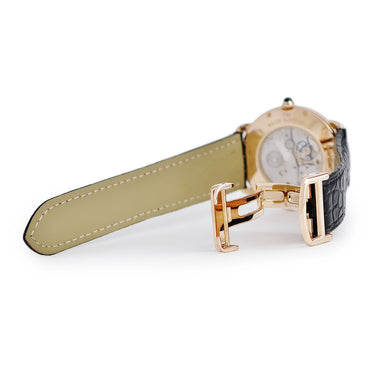 腕時計 カルティエ Cartier ロンド ルイ カルティエ W1538051 手巻き メンズ OH済 K18PG無垢 ローマン ギヨシェ 青針