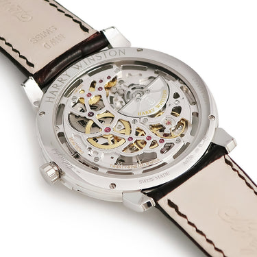 腕時計 ハリーウィンストン Harry Winston ミッドナイト スケルトン MIDAHM42WW001 自動巻き メンズ OH済 K18WG無垢 シースルー