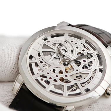 腕時計 ハリーウィンストン Harry Winston ミッドナイト スケルトン MIDAHM42WW001 自動巻き メンズ OH済 K18WG無垢 シースルー