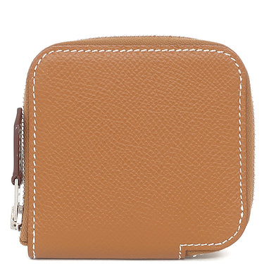 エルメス HERMES アザップ シルクイン ミニ コインケース ゴールド ヴォーエプソン コインケース シルバー金具 茶 ラウンドファスナー