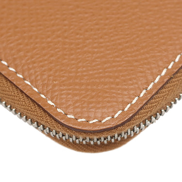 エルメス HERMES アザップ シルクイン ミニ コインケース ゴールド ヴォーエプソン コインケース シルバー金具 茶 ラウンドファスナー