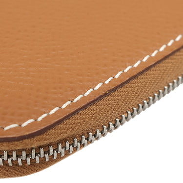 エルメス HERMES アザップ シルクイン ミニ コインケース ゴールド ヴォーエプソン コインケース シルバー金具 茶 ラウンドファスナー