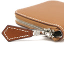 エルメス HERMES アザップ シルクイン ミニ コインケース ゴールド ヴォーエプソン コインケース シルバー金具 茶 ラウンドファスナー