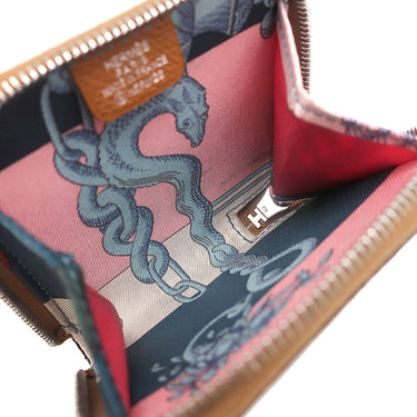 エルメス HERMES アザップ シルクイン ミニ コインケース ゴールド ヴォーエプソン コインケース シルバー金具 茶 ラウンドファスナー