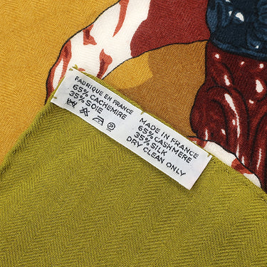 エルメス HERMES カレ140 カレジェアン グリーン×ベージュ×マルチカラー カシミヤ シルク ストール 【 PRIERES AU VENT / 風の中の祈り】