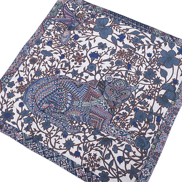 エルメス HERMES カレ140 カレジェアン グリス×ブルー×アカジュ― カシミヤ シルク ストール 新品 未使用 【LE JAGUAR ET LE COLIB/ジャガーとハチドリのデザイン】