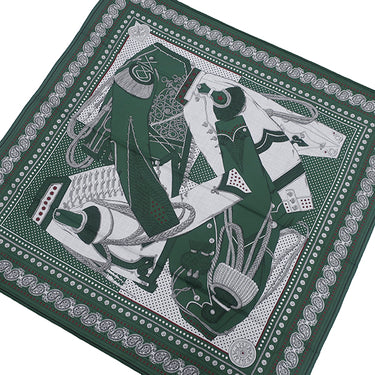 エルメス HERMES ショール カレ140 CARRE カレジェアン ヴェールロデン×グリシネ×ボルドー カシミヤ シルク ストール 【ZOUAVES ET DRAGONS BANDANA /ズアヴとドラゴン】