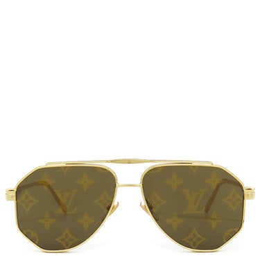 ルイヴィトン LOUIS VUITTON LVフラッシュ 59□14 Z1493U ゴールド メタル サングラス モノグラム パイロットシェイプ