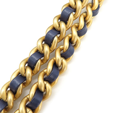 シャネル CHANEL マトラッセ スモール ショッピングバッグ ネイビー カーフレザー トートバッグ ゴールド金具 紺 チェーンショルダー ココマーク