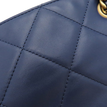 シャネル CHANEL マトラッセ スモール ショッピングバッグ ネイビー カーフレザー トートバッグ ゴールド金具 紺 チェーンショルダー ココマーク