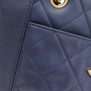 シャネル CHANEL マトラッセ スモール ショッピングバッグ ネイビー カーフレザー トートバッグ ゴールド金具 紺 チェーンショルダー ココマーク