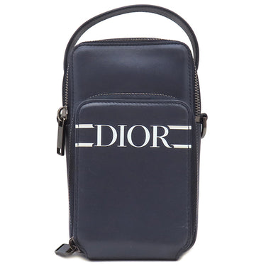 クリスチャン・ディオール Christian Dior マイクロ ポーチ 2ESCA326VLM_36BU ネイビー キャンバス レザー 2WAYバッグ シルバー金具 紺 クロスボディ