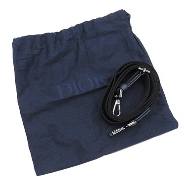 クリスチャン・ディオール Christian Dior マイクロ ポーチ 2ESCA326VLM_36BU ネイビー キャンバス レザー 2WAYバッグ シルバー金具 紺 クロスボディ