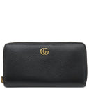 グッチ GUCCI プチマーモント ジップアラウンドウォレット 456117 ブラック レザー 長財布 ゴールド金具 黒 ラウンドファスナー ダブルG