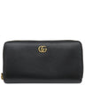 グッチ GUCCI プチマーモント ジップアラウンドウォレット 456117 ブラック レザー 長財布 ゴールド金具 黒 ラウンドファスナー ダブルG