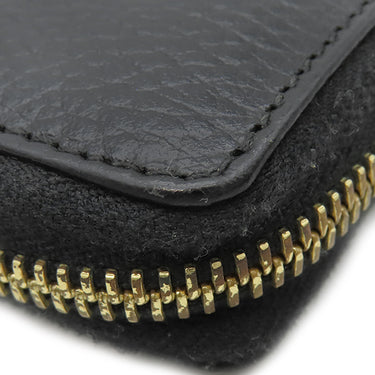 グッチ GUCCI プチマーモント ジップアラウンドウォレット 456117 ブラック レザー 長財布 ゴールド金具 黒 ラウンドファスナー ダブルG