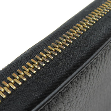 グッチ GUCCI プチマーモント ジップアラウンドウォレット 456117 ブラック レザー 長財布 ゴールド金具 黒 ラウンドファスナー ダブルG