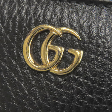 グッチ GUCCI プチマーモント ジップアラウンドウォレット 456117 ブラック レザー 長財布 ゴールド金具 黒 ラウンドファスナー ダブルG