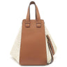 ロエベ LOEWE ハンモックバッグ スモール エクリュ×タン レザー ジャガードコットン 2WAYバッグ ゴールド金具 茶 白 ハンドバッグ ショルダー アナグラム ジャガード