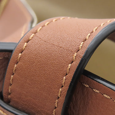 ロエベ LOEWE ハンモックバッグ スモール エクリュ×タン レザー ジャガードコットン 2WAYバッグ ゴールド金具 茶 白 ハンドバッグ ショルダー アナグラム ジャガード