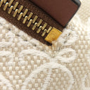 ロエベ LOEWE ハンモックバッグ スモール エクリュ×タン レザー ジャガードコットン 2WAYバッグ ゴールド金具 茶 白 ハンドバッグ ショルダー アナグラム ジャガード